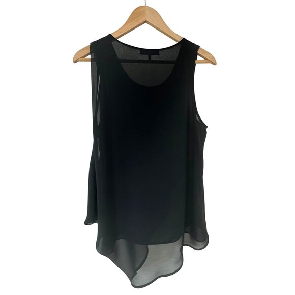 Ro & De Black Sheer Chiffon Asymmetrical Sleeveless Tank Size M Top Shirt Blouse - Picture 2 of 7